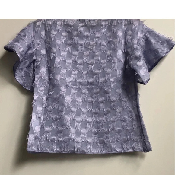 New Banana Republic Lilac lavender Polka-Dot Fringe Flutter short sleeve top - Picture 9 of 14